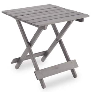 Outdoor Wooden Foldable Adirondack Patio Side Table Gray