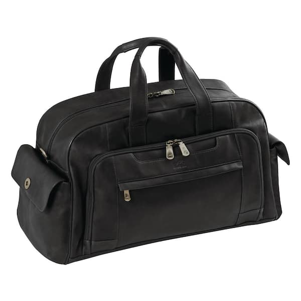 MANCINI Colombian 10 in. Black Leather Duffle Bag