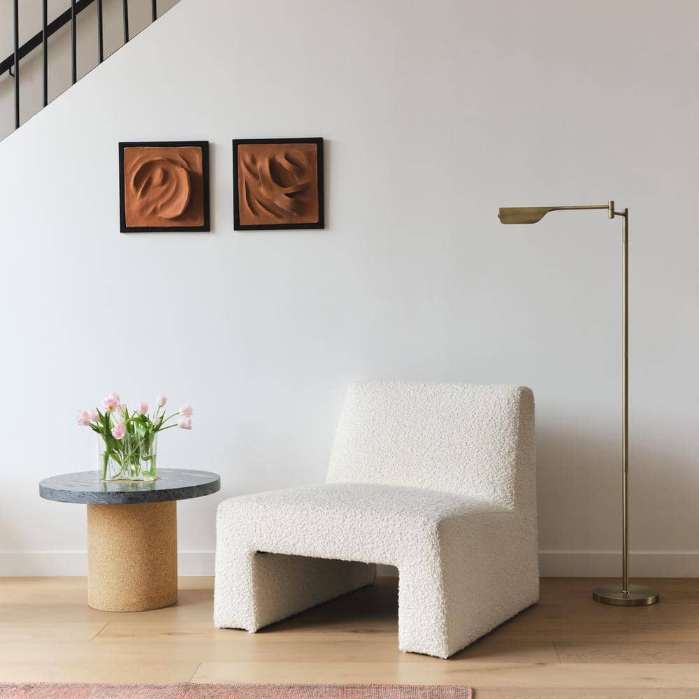 Elegant Antique Brass 53" Adjustable LED Task Floor Lamp with 3-Way Dimmer