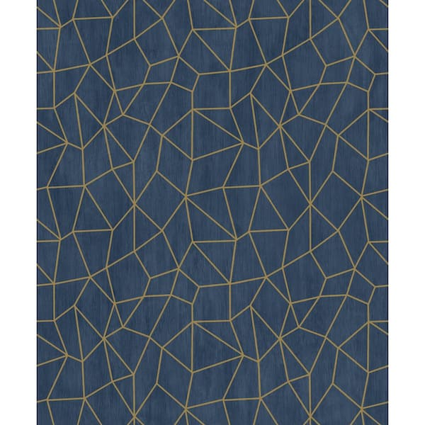 Unbranded Special FX 2 Collection Navy/Gold Glitter Web Design Vinyl on Non-Woven Non-Pasted Wallpaper Roll