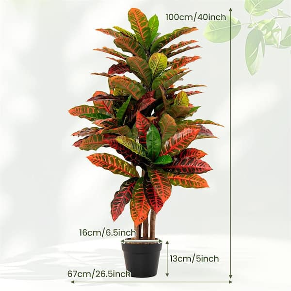 HONEY JOY 40 in. Tall Artificial Croton Plant with Variegated