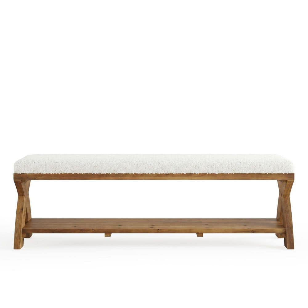 55.1 in. Brown Solid Wood 2-Tier End of Bed Bench Long Storage Bedroom Bench with X-Shape Legs for Bedroom, Living Room price history on PriceWatchPro