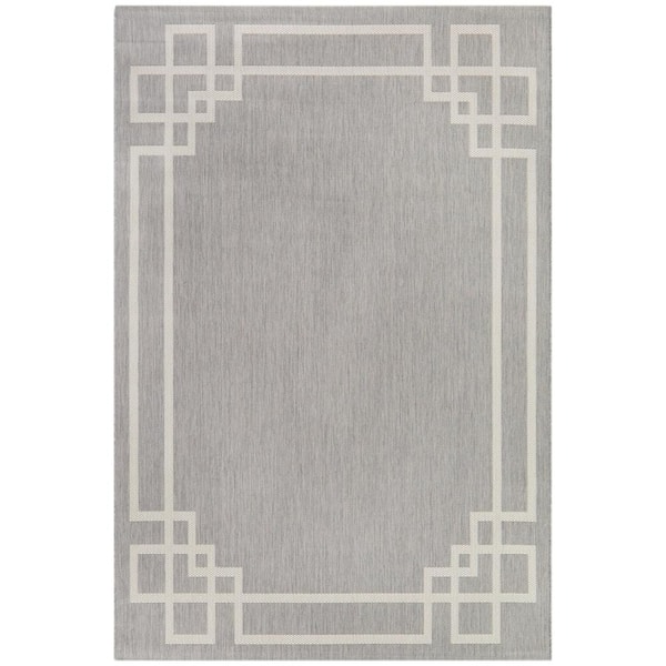 BALTA Lyra Grey 7 ft. 10 in. x 10 ft. Border Indoor/Outdoor Area Rug