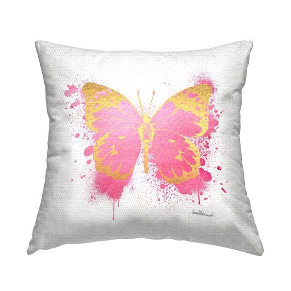 Stupell Industries Vivid Pink Butterfly Shape Pink Square Outdoor Throw Pillow