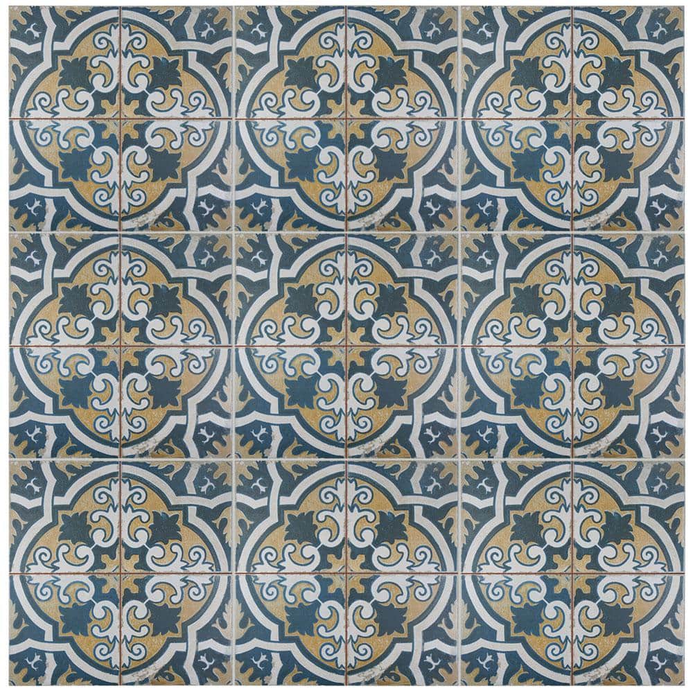 18x18 Teal and Golden-Yellow Ceramic Floor and Wall Tile