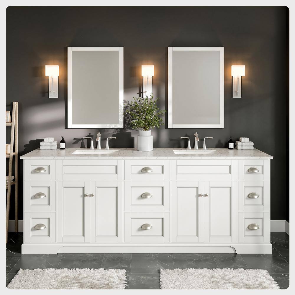 Epic 84 in. Double Sink White Bath Vanity with White Carrara Quartz Top (Assembled) price history on PriceWatchPro