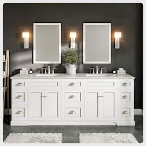 Epic 84 in. W x 22 in. D x 34 in. H Double Bathroom Vanity in White with White Quartz Top with White Sinks