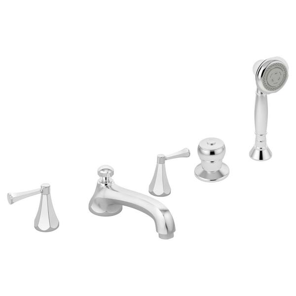 Symmons Canterbury 2-Handle Deck Mount Roman Tub Faucet with Hand Shower in Polished Chrome