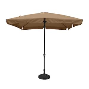 10-ft x 8-ft Rectangle Tan Market Patio Umbrella with Round Umbrella Base