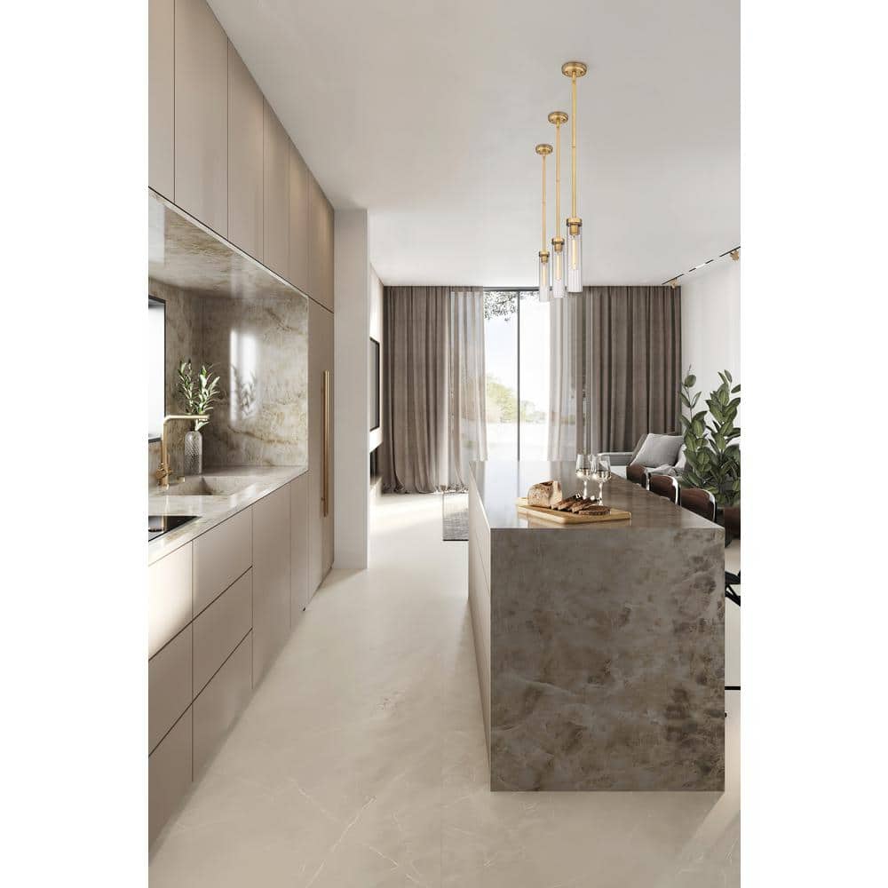 Beau Rubbed Brass and Clear Glass LED Pendant Light