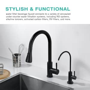 Lead-free Single-Handle Beverage Faucet in Stainless Steel Matte Black Fit for Reverse Osmosis System