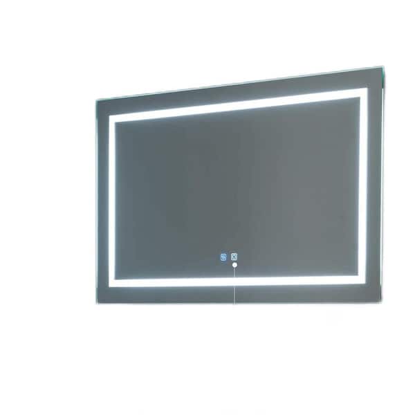 Tatahance 40 in. W x 24 in. H Large Rectangular Anti Fog Frameless Wall Mount Bathroom Vanity Mirror in White