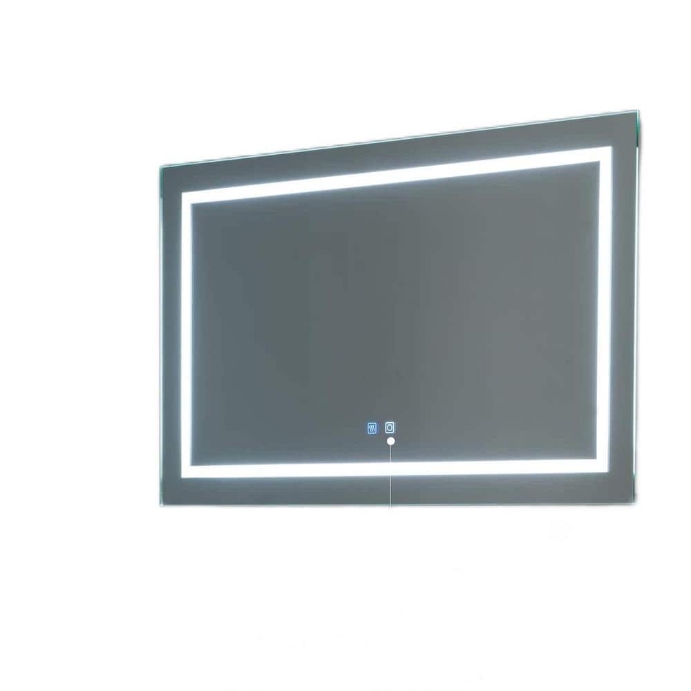 40 in. W x 24 in. H Rectangular Aluminum Framed Wall Mounted LED Bathroom V