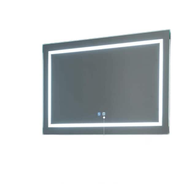 Unbranded 40 in. W x 24 in. H Rectangular Frameless Wall Mounted LED Bathroom Vanity Mirror in White