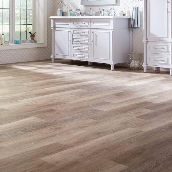 Khaki Oak 4 MIL x 6 in. W x 36 in. L Grip Strip Water Resistant Luxury Vinyl Plank Flooring (24 sqft/case)