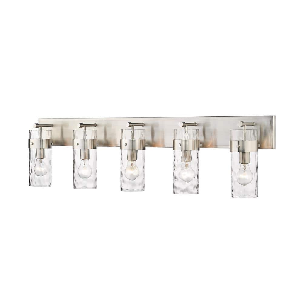 Fontaine 44 in. 5-Light Brushed Nickel Vanity-Light with Clear Glass Shades