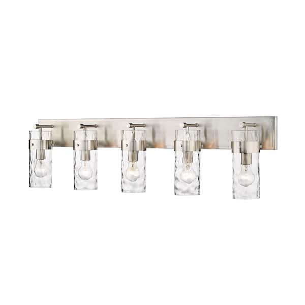 Unbranded Fontaine 44 in. 5-Light Brushed Nickel Vanity-Light with Clear Glass Shades