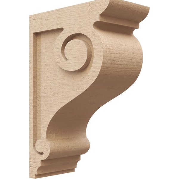 Ekena Millwork 5 in. x 15 in. x 10 in. Classic Scroll Rough Cedar Woodgrain TimberThane Corbel, Primed Tan