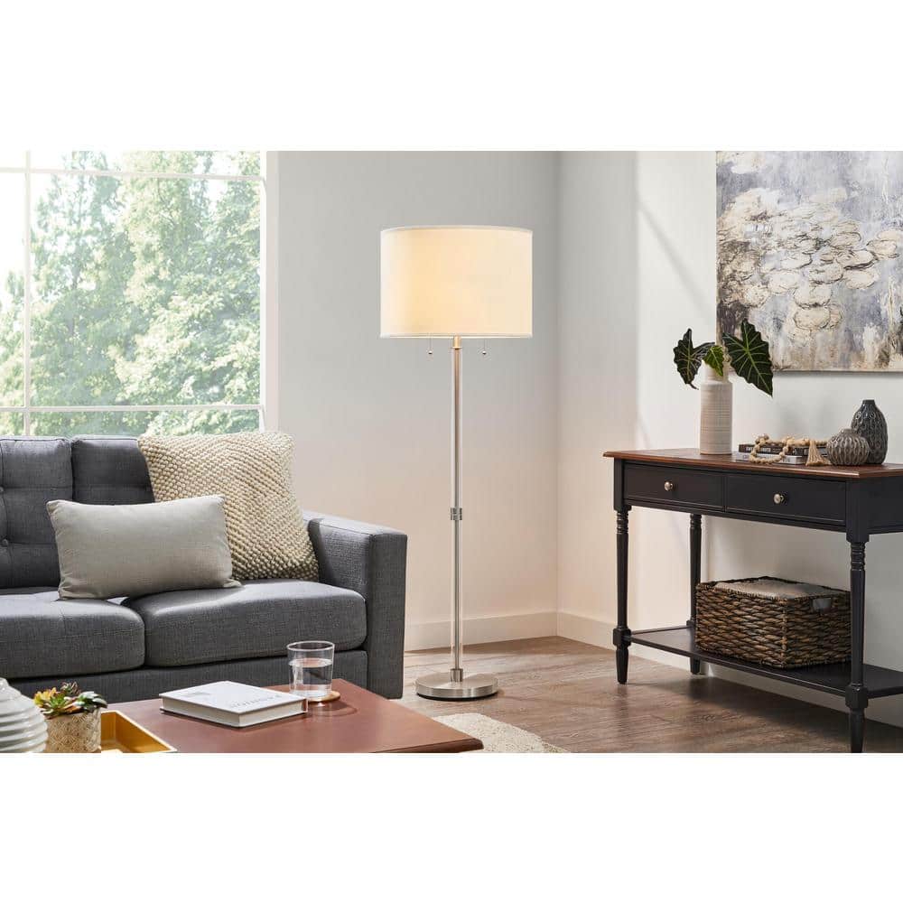 Hampton Bay Kersey 61 in. 2-Light Brushed Nickel and Clear Acrylic Standard Floor Lamp