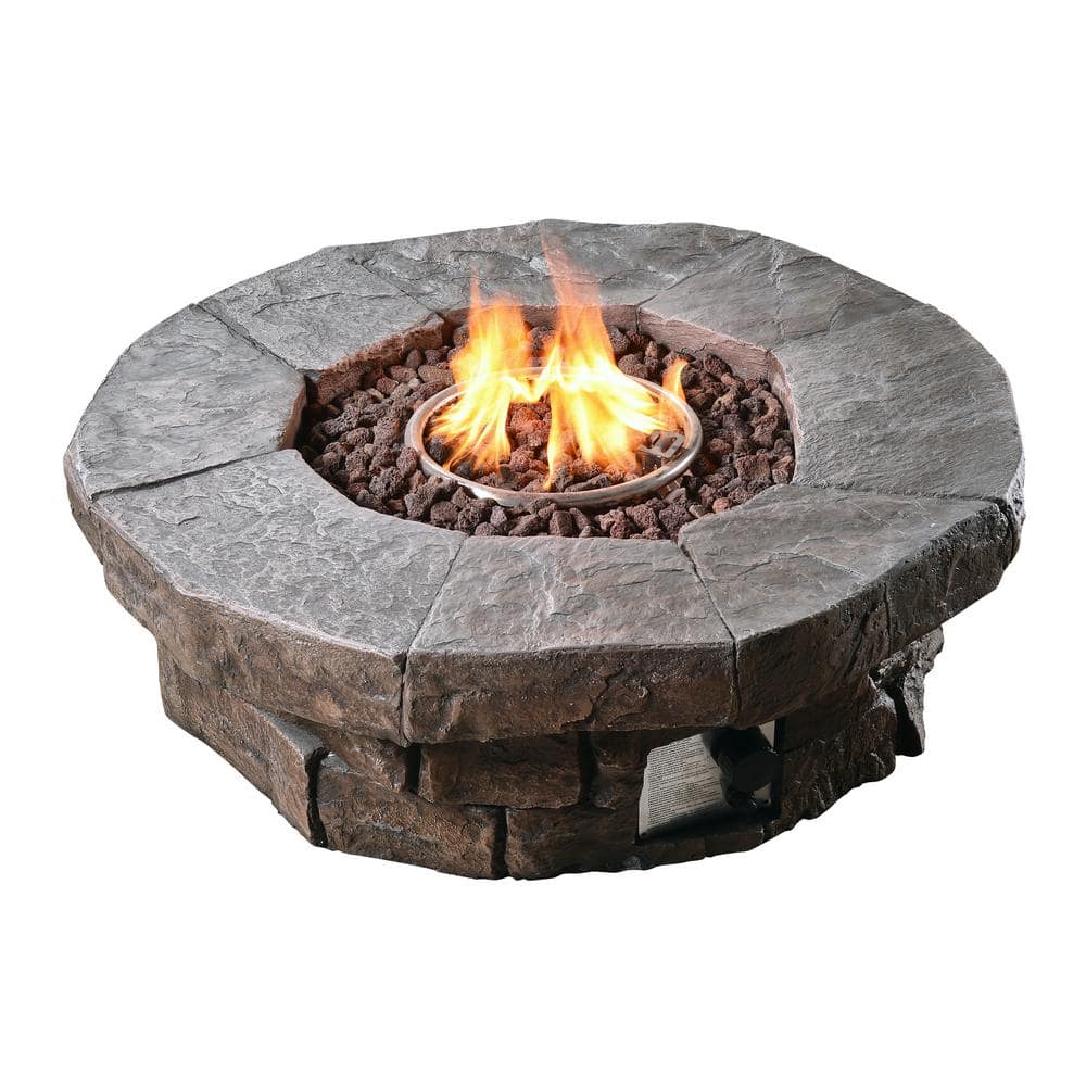 Outdoor Propane Gas Fire Pit, Stone Look Fire Pit