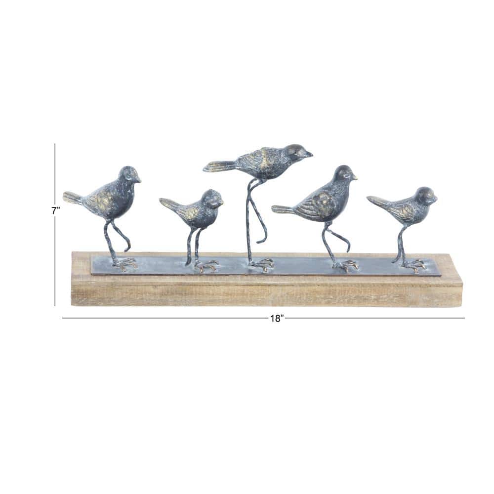 Classic 18" Gray Metal Bird Tabletop Sculpture