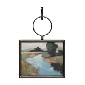 Metal and Wood Framed Landscape Art Print with Hanging Bracket 14.5 in. x 11.75 in.