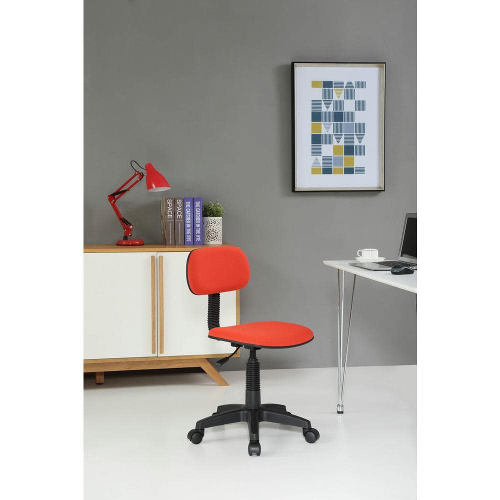 Compact Red Nylon Swivel Task Chair with Adjustable Height