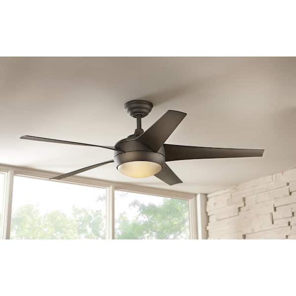 LED Indoor Brushed Nickel Ceiling Fan w/ Light Remote Control Windward IV 52 in 