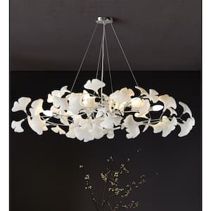 6 Light Silver Chandelier, Luxury Ginkgo Branch Chandelier for Living Room, Dining Room, Foyer, Kitchen Island-L47 in.