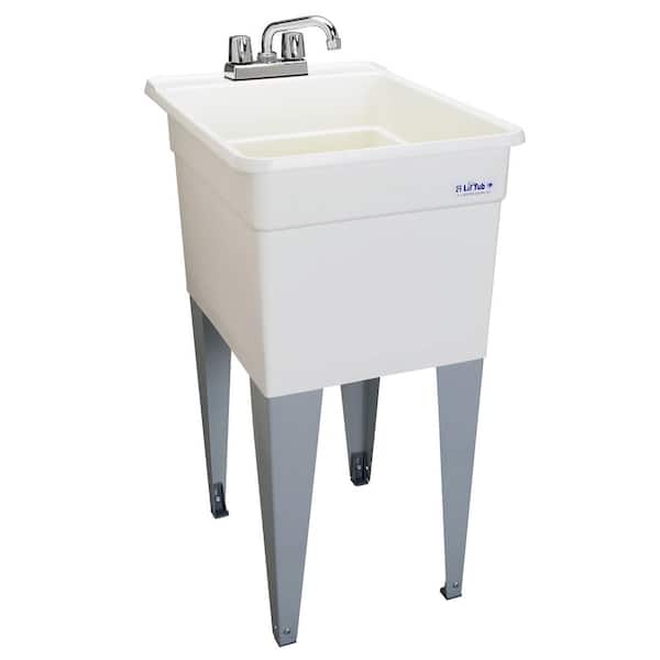 MUSTEE Utilatub Combo 24 in. x 18 in. Polypropylene Floor Mounted Laundry Tub in White