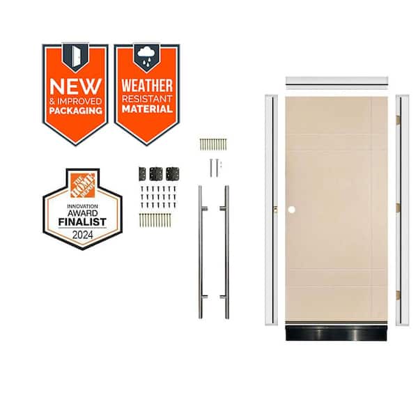 DIY Faux Pivot 36 in. x 79 in. Right-Hand 10-Grid Unfinished Fiberglass Front Door Kit w/ Quick Assemble Jamb