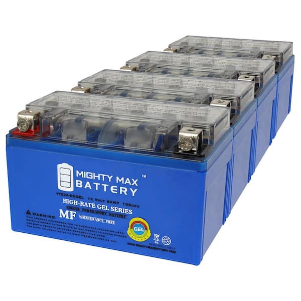 MIGHTY MAX BATTERY YTX7A-BSGEL 12V 6AH Replacement Battery compatible with Star 50cc Moped Scooter - 4 Pack