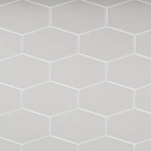 Long Hex 11 in. x 10.6 in. Misty Grey Matte Glass Mesh-Mounted Mosaic Tile (9.02 sq. ft./Case)