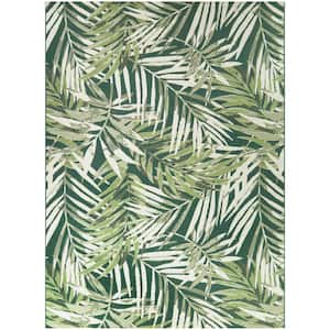 Green 7 ft. x 9 ft. Palm Indoor/Outdoor Patio Area Rug