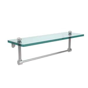 16 in. L x 5 in. H x 5 in. W Clear Glass Vanity Bathroom Shelf with Integrated Towel Bar in Polished Chrome