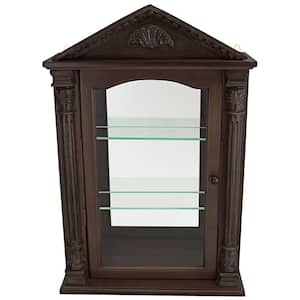 Essex Hall Brown Hardwood Wall Curio Accent Cabinet