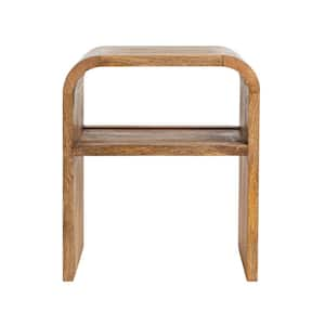 18 in. Natural Square Mango Wood Waterfall End Table with Shelf