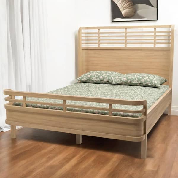 Brown Wood Frame Queen Panel Bed