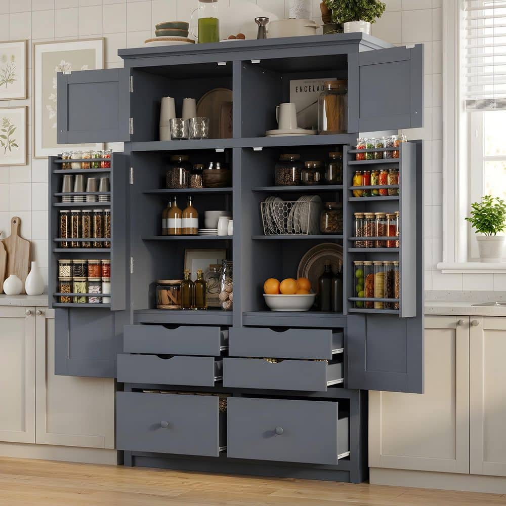 Harper & Bright Designs Gray 74.8 in. H Tall Storage Cabinet