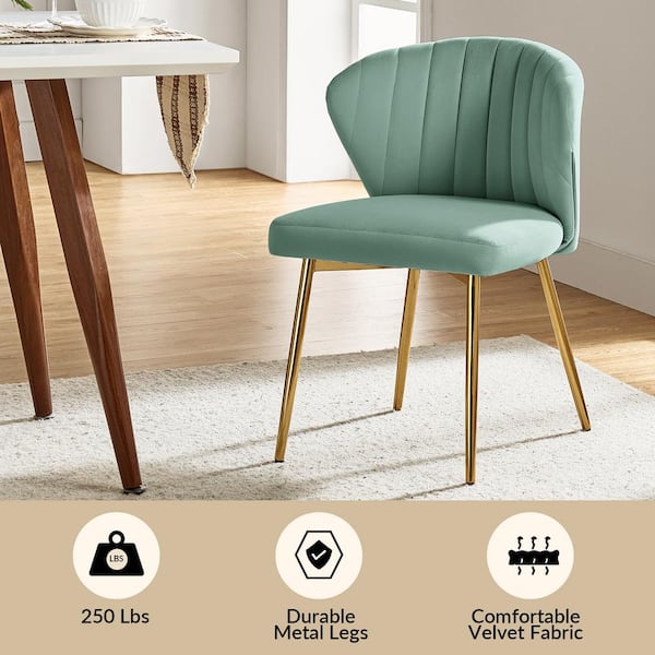 JAYDEN CREATION Olinto Sage Side Chair with Metal Legs Set JAYDEN CREATION Olinto Sage Side Chair with Metal Legs Set