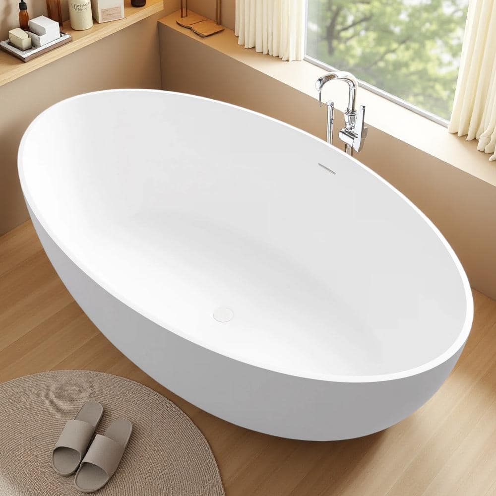 67 Inch Solid Surface Freestanding Bathtub, Stone Resin Deep Soaking Tub,Ultra Durable, Easy Clean, Drain Not Included price history on PriceWatchPro