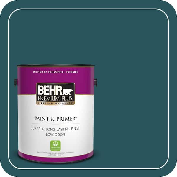 BEHR PREMIUM PLUS 1 gal. #MQ6-01 Ocean Abyss Eggshell Enamel Low Odor Interior Paint & Primer