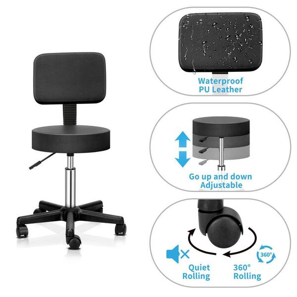 IEUDNS Low Roller Round Seat Swivel Chair Heavy Duty Footrest