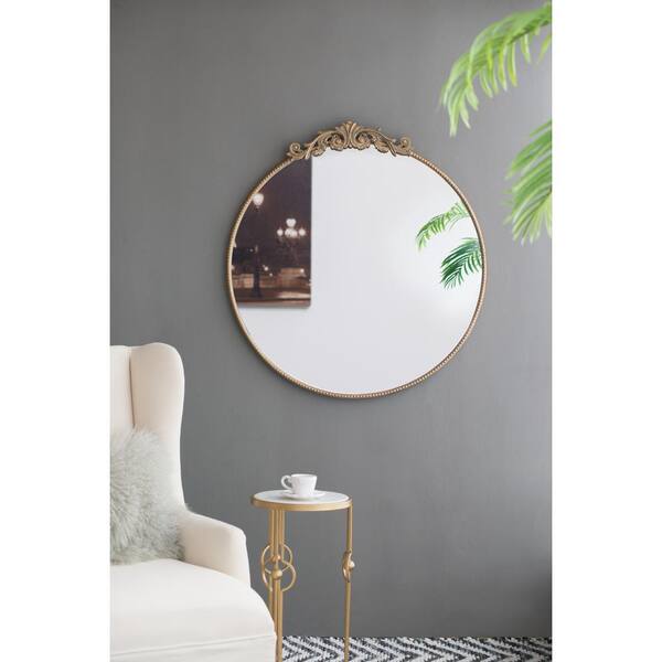 Classic Baroque Inspired 36 in. W x 39 in. H Round Metal Framed