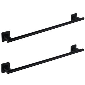 24 in. Wall Mounted Single Towel Bar Anti-Spotting Towel Holder in Stainless Steel Matte Black-2 Pack