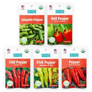 Organic Peppers Vegetable Seeds Variety (5-Pack)