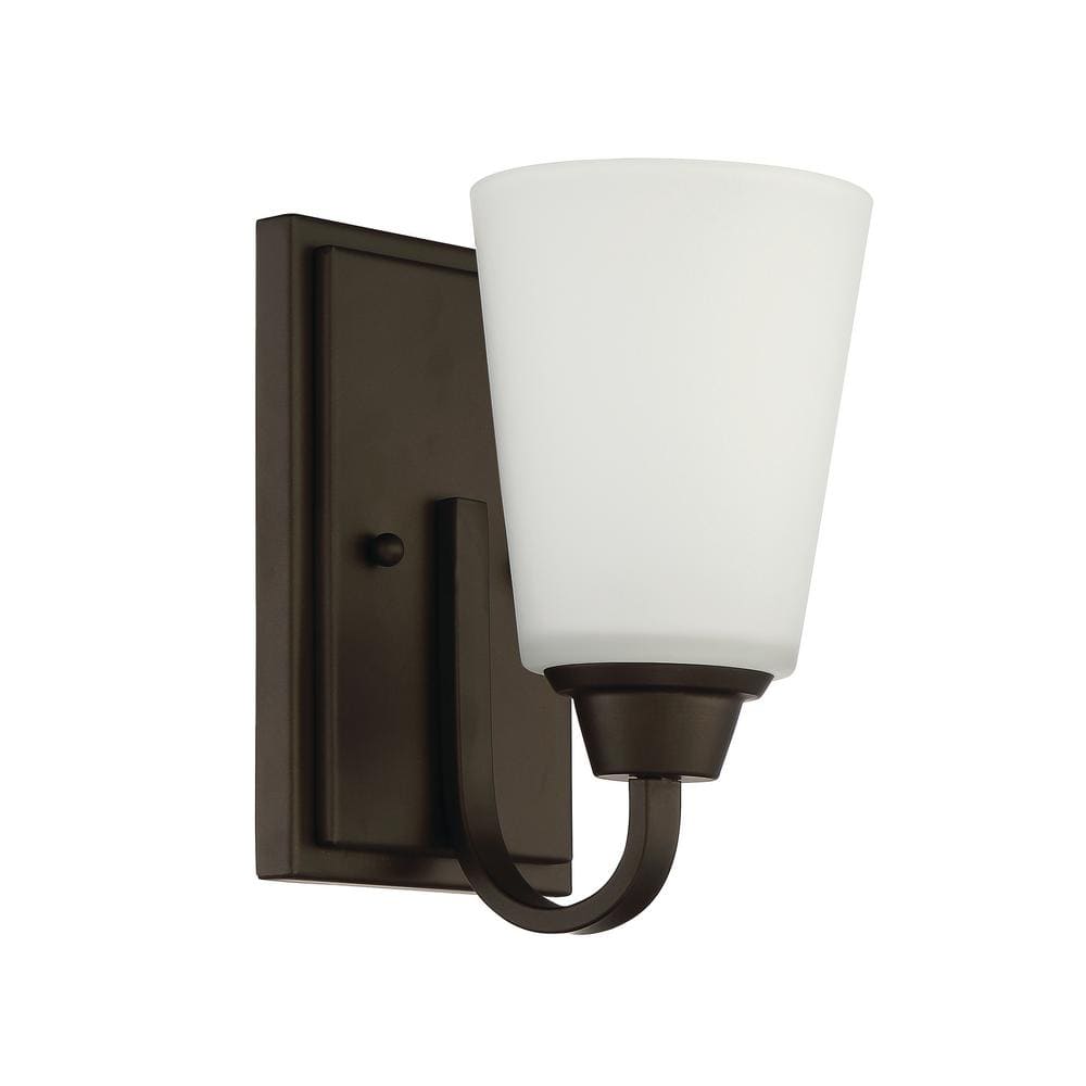 Modern Espresso Brown Wall Sconce with Frosted Glass Shade