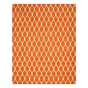 Orange Hand-Tufted Wool Transitional Chain-Link Rug 4 ft. x 4 ft. Area Rug