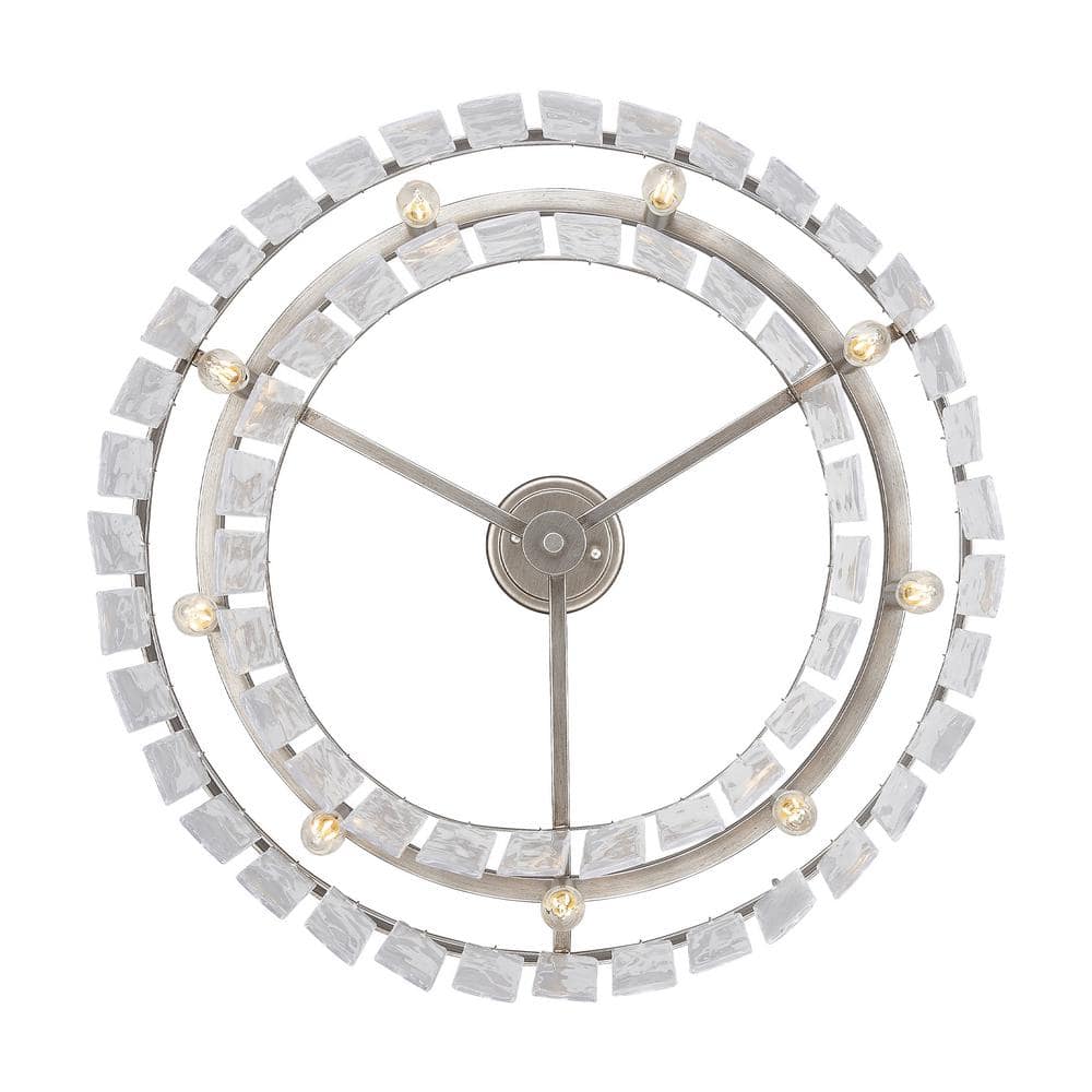 Ciara 9-Light 27 in. Semi-Flush in Peruvian Silver with Hammered Water Glass price history on PriceWatchPro
