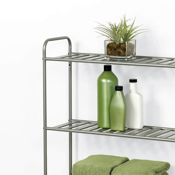 Zenith Home Cross Style Spacesaver Bathroom Shelf, Satin Nickel